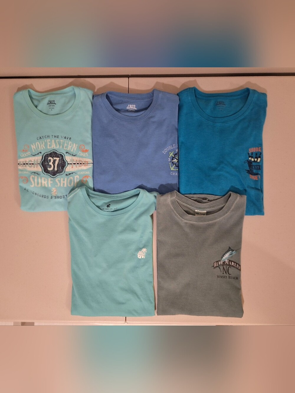 Izod Saltwater T Shirts Lot Of 5 Large Cotton Polyster
